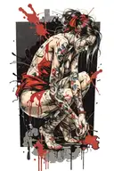 nude slave girl on her knees catching tears tattoo design idea