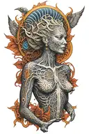 Alex grey tattoo featuring darkly alluring nude goddess full body  tattoo design idea