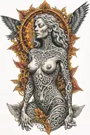 Alex grey tattoo featuring darkly alluring nude goddess full body  tattoo design idea