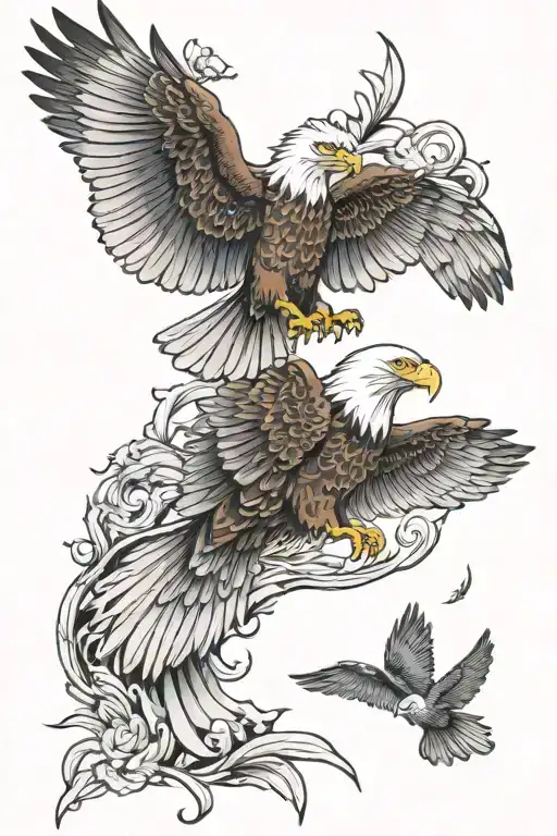 butterfly and bald eagle soaring memorial tattoo tattoo design idea