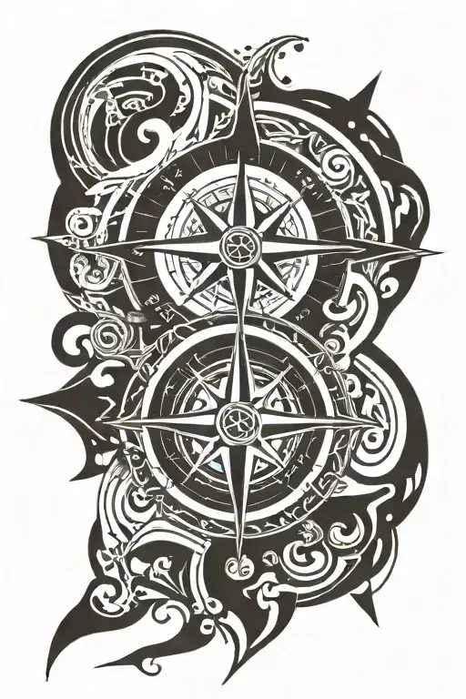 A card represents Ace with the icon of a nautical compass tattoo design idea