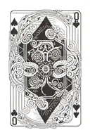 A deck of cards with technology-themed illustrations and a hidden detective clue tattoo design idea