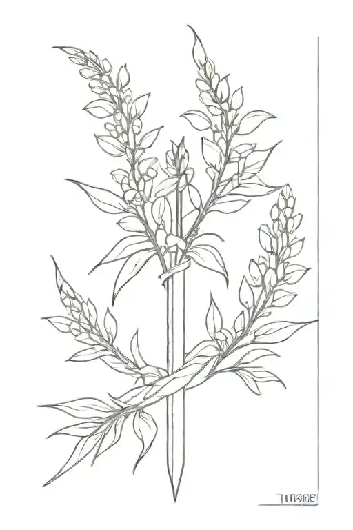 sword and lupins tattoo design idea