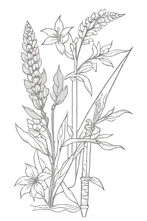 sword with lupins  tattoo design idea