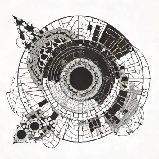 A representation of deep reflection and mindfulness, incorporating elements of the Fibonacci sequence tattoo design idea