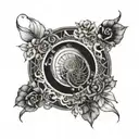 A representation of deep reflection and mindfulness, incorporating elements of the Fibonacci sequence tattoo design idea