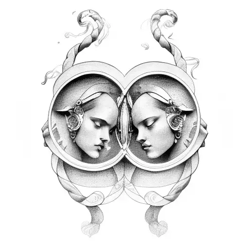 gemini, love, cherish and freedom tattoo design idea