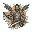 samurai warrior holding a cross instead of a sword tattoo design idea