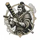 samurai warrior holding a cross instead of a sword tattoo design idea