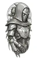 robot mage with robe tattoo design idea