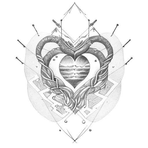  sagittarius and aquarius intertwined with a heart tattoo design idea