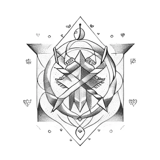 symbol of sagittarius and aquarius intertwined with a heart tattoo design idea