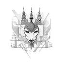 building blocks with the work "CHANIYA"in it  tattoo design idea