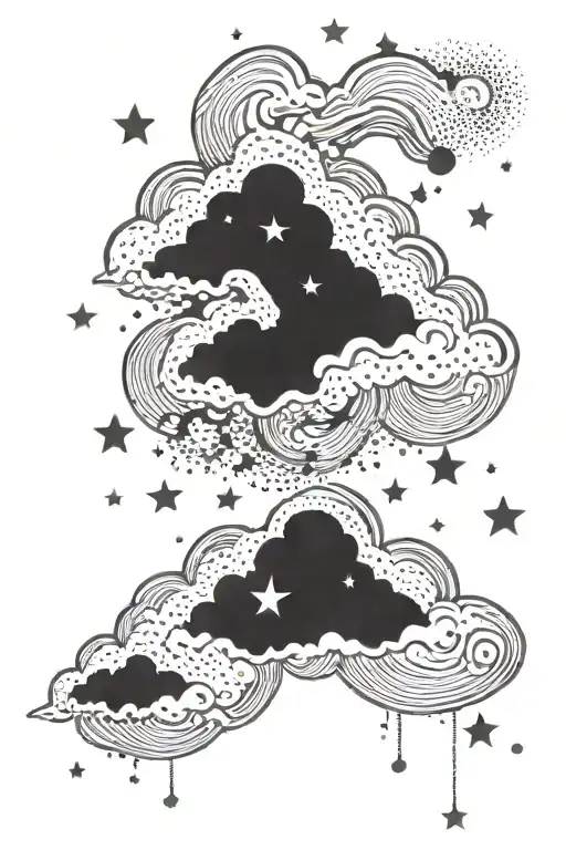 Star cloud storm tattoo design idea
