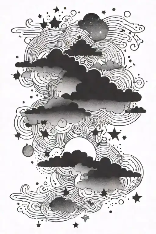 Star cloud storm tattoo design idea