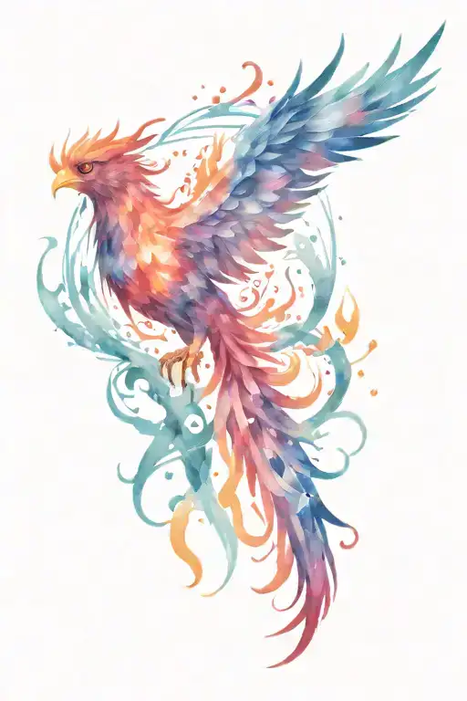 Phoenix rising from flames tattoo design idea