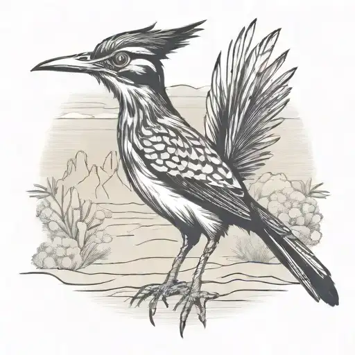 roadrunner, desert tattoo design idea