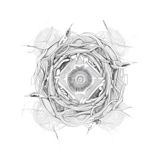 a circle made of branches twisted together tattoo design idea