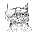 samurai cat in robe tattoo design idea