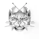 samurai cat in robe tattoo design idea