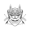 samurai cat in robe tattoo design idea