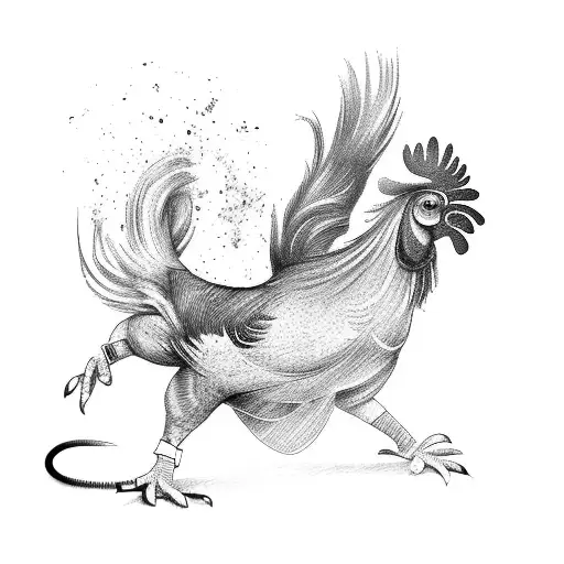 A rooster and a rat in a dynamic pose, showcasing their strength and agility tattoo design idea