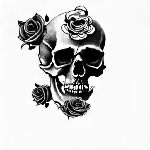 Premium PSD | Skull and roses tattoo design