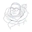 a man wearing sunglasses on top of a rose tattoo design idea