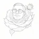 a man wearing sunglasses on top of a rose tattoo design idea