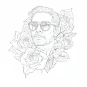 a man wearing sunglasses on top of a rose tattoo design idea