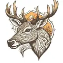 deer, lake forest mountains tattoo design idea