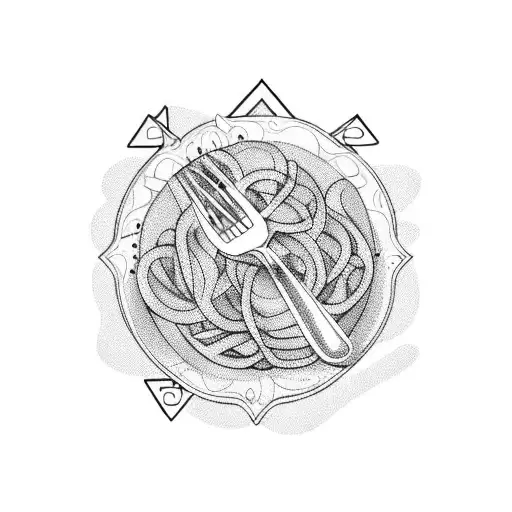 pasta with fork tattoo design idea