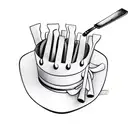 pasta in shape of chef hat with fork tattoo design idea