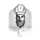 pasta in shape of chef hat with fork tattoo design idea
