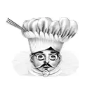 pasta in shape of chef hat with fork tattoo design idea