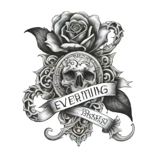 A tattoo design 444 written "everything passes" tattoo design idea