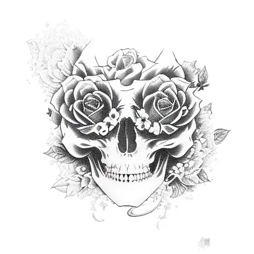 grim black rose decomposing in a vibrant garden  tattoo design idea