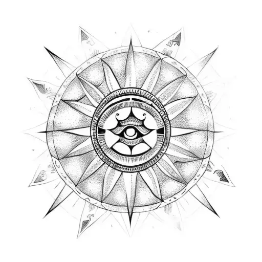 turtle shell tattoo with moon sun compass tattoo design idea