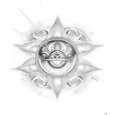 turtle shell tattoo with moon sun compass tattoo design idea