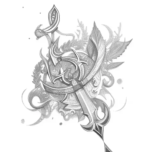 dagger With laurel wreath  tattoo design idea