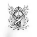 dagger With laurel wreath  tattoo design idea