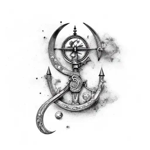 arco e flecha no meio, escrito "eu não ando só" tattoo design idea