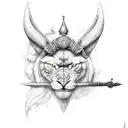 arco e flecha no meio, com um chapéu boina em cima, escrito "eu não ando só" tattoo design idea