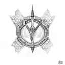 arco e flecha, com uma boina em cima, escrito "eu não ando só" tattoo design idea