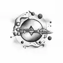 arco e flecha, com uma boina em cima, escrito "eu não ando só" tattoo design idea