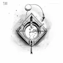 arco e flecha, com uma boina em cima, escrito "eu não ando só" tattoo design idea