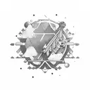 arco e flecha, com uma boina em cima, escrito "eu não ando só" tattoo design idea