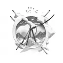 arco e flecha, com uma boina em cima, escrito "eu não ando só" tattoo design idea