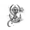 arco e flecha no meio, escrito "eu não ando só" tattoo design idea