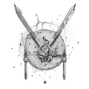 arco e flecha no meio, escrito "eu não ando só" tattoo design idea